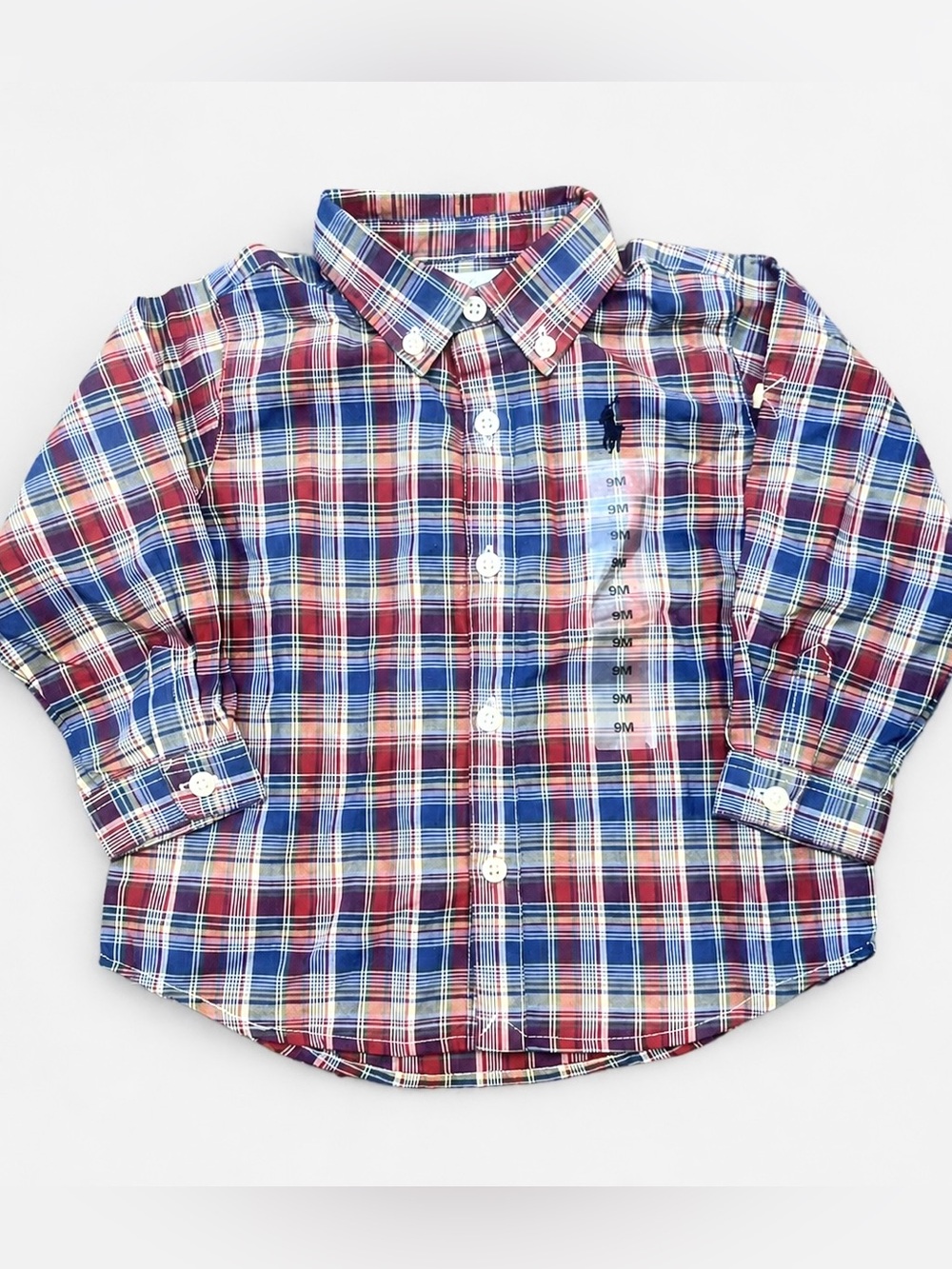 Ralph Lauren Plaid Long Sleeve Boys Cotton Button Down Shirt New Size 9 Months